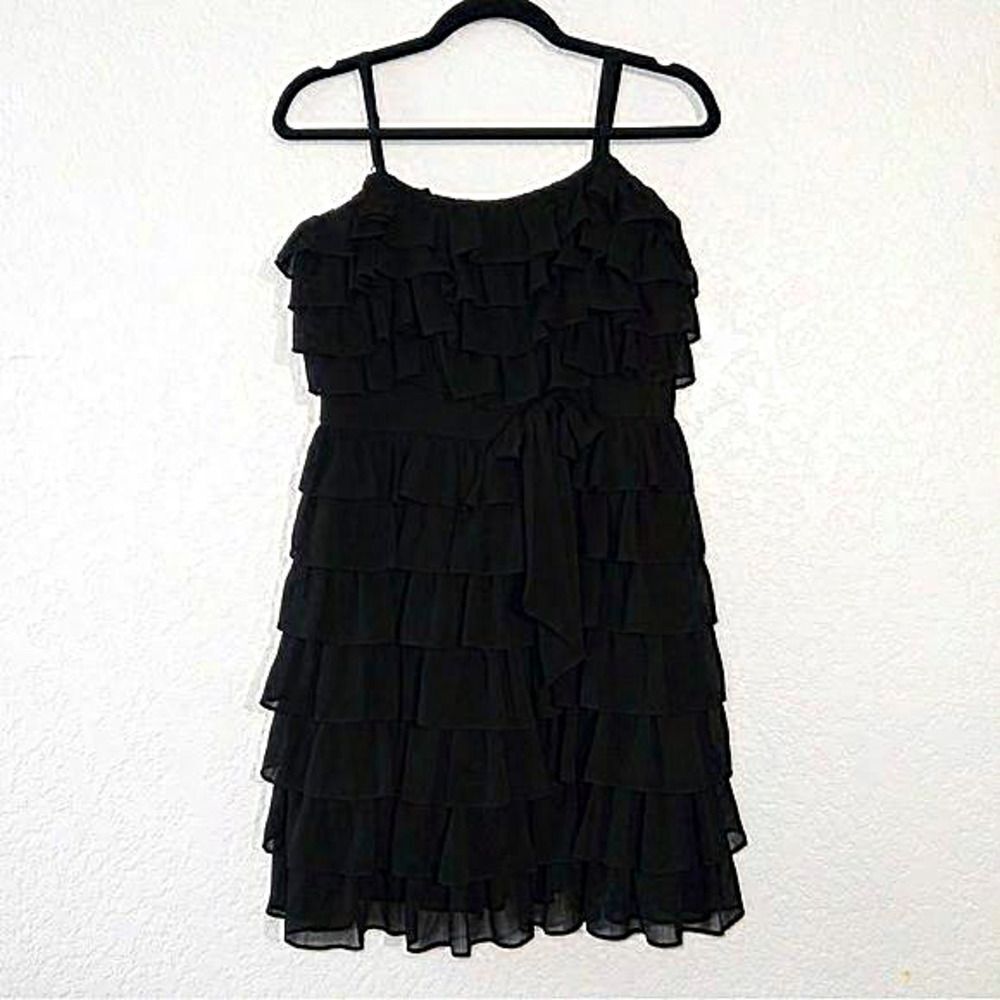 Y2K Juicy Couture Black‎ Pleated Chiffon Ruffle Dress Size 8